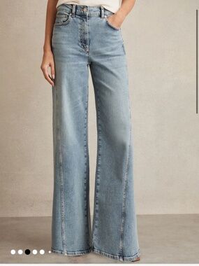 REISS Sold-Out Fern Twist Seam Barrel Flare Jeans Sz 26 NWT $300!!